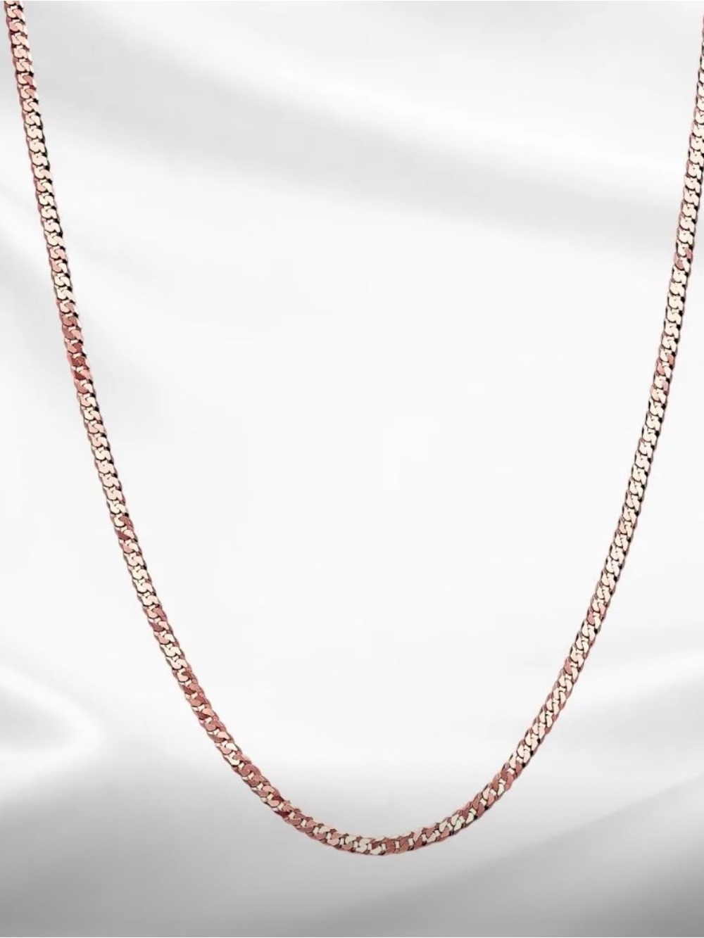 Blush Glow Necklace | Rose Gold Over 925 Sterling Silver 2MM Curb Chain